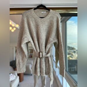 Babaton Cream Belted Sweater